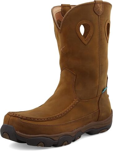 Twisted X Men’s 11" Comp Toe Boot - Pull-On Cowboy Boots Made with Composite Safety Toe, Full-Grain Leather Vamp and Shaft, Toe Cap and Heel Kick, and Reinforced Pull Holes, Distressed Saddle/Saddle, 11.5(W) in Saudi Arabia