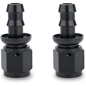 6AN Straight Female Swivel Push-on/Lock Hose Barb Fuel Oil Line Fitting Anodized Aluminum Alloy Black 2 Pack (6AN-0 Degree)
