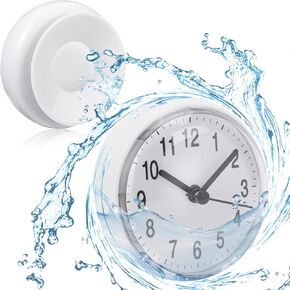 Waterproof Bathroom Shower Clock with Large Suction Cup, Bathroom Clock with Easy Reading Clock Face, Silent, Water Proof, Battery Operated Bathroom Wall Clock for Shower Bathroom Kitchen Bedroom