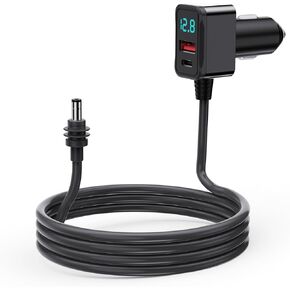 3 in 1 Starlink Mini Cable 10FT, Nolansend Starlink Mini Car Charger DC Power Cable+Cigarette Lighter Adapter 12V-48V with Digital Display, Durable USB C PD 36W/USB A 18W Ports for Trucks and Cars