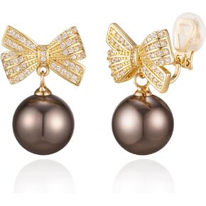 Xgalbla Christmas Earls Clip Christmas Boy Clip على أقراط غير مثقبة مكعبات زركونيا بيرل القوس مقطع على الأقراط للنساء عن الأشياء العصرية للمجوهرات مجوهرات عيد الميلاد.