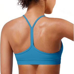Padded Y-Back Sports Bra for Women - Racerback Low Impact Spaghetti Strap for Yoga Workout Top