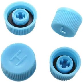 4Pcs Blue Replacement Valve Caps(2High+2Low Pressure), R134a R12 Refrigeration AC Charging Port Dust Cover, AC System Charging Port Caps, Car Air Conditioning Valve Caps Leakproof Replacement