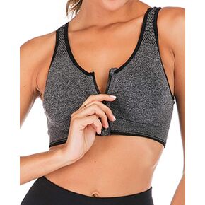 FLORATA Sports Bras for Women Zip Front Sports Bra Wireless Post-Surgery Bra