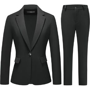 بدلة Lamgool Women's Suit Set 2 قطعة أعمال من Notch Lapel One Button Butty و Pant Suit للعمل