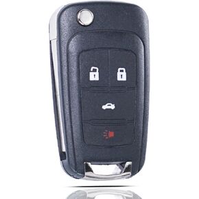 Folding Flip Key Fob Shell Case fit for Chevy Cruze Malibu Camaro Equinox Equinox Sonic GMC Terrain Buick 2010 2011 2012 2013 2014 2015 2016 Keyless Entry Key Fob Cover Replacement