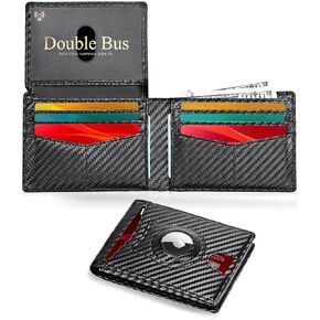 Wallet for Men RFID Blocking Bifold Carbon Fiber Mens Slim Wallet,Ultra Thin Minimalist Front Pocket Small Compact Mens Leather Wallets,Smart Security Credit Card Holder with 2 ID Window 1 Cash Slot