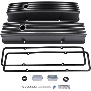 Aluminum Tall Valve Covers Replacement for Chevy SBC Small Block 283 302 305 327 350 400 1958-1986 Black