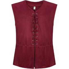 LMYOVE Men's Medieval Renaissance Vest, Steampunk Waistcoat Costume, Pirate Gothic Waistcoat