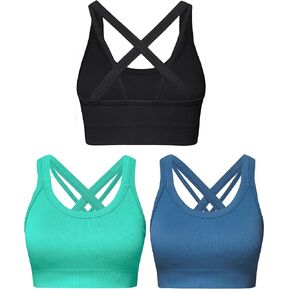 Sports Bras for Women HIigh Support, Criss-Cross Back Padded Strappy High Impact Sports Bras for Women Large Bust