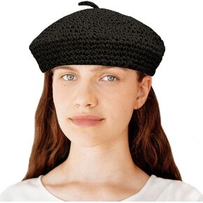 Gllutt Straw Beret Hat for Women Summer Artist French Beret Hat Breathable and Cool