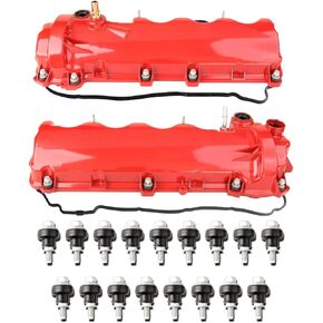 MITZONE Upgrade Left and Right Aluminum Valve Cover Kit Compatible with Ford Lincoln Mercury Explorer F-150 F-250 F-350 F-450 F-550 Mustang Expedition Mark LT Navigator Mountaineer 4.6L 5.4L 2004-2018
