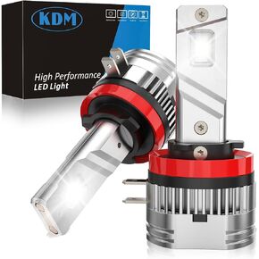 KDM 2025 Upgraded H11B LED Fog Light Bulb, 80W 10000 Lm High/Low Beam Replacement Bulb, 600% Brightness High Performance Cooling Fan Fog Lamp Plug ＆ Play, H11B LED Bulb Kit 6000K White, 2Pack
