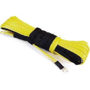Jutemil Yellow Synthetic Winch Rope Extension Off Road Vehicle ATV Nylon Winch Cable Rope Extension Towing Rope 1/4 inch - 50 Feet SUV Boat Tow Accessories