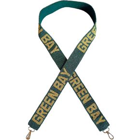 Lashicorn Green Bay Beaded Purse Strap Yellow Letters 49" Pro Football Stadium Approved Clear Bag Packer Gold Hardware Sports College Cheese Wisconsin