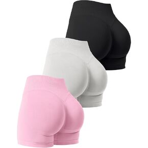 3 Pack Workout Gym Shorts Women Scrunch Butt Lifting Seamless High Waist Yoga Booty Shorts for Women
