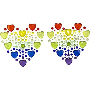 Rainbow Pasties Heart Pasties Reusable Pasties |10 + Uses with Body or Eyelash Glue | Rhinestone Pasties, Glow, Pasties Nipple Covers Sexy - Pride Month | FBA