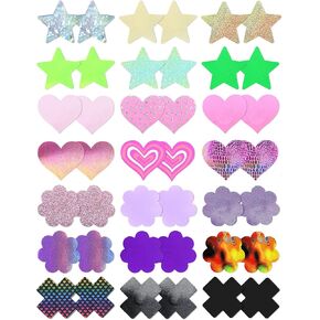 21 Pairs Pasties Nipple Covers Non-repeat Design Nipple Stickers Boob Pasties Rave Wear Breast Petals Pack