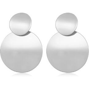 FAMARINE Gold Silver Disc Dangle Earrings for Women