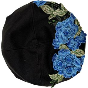 Women Elegant Flower Embroidery Beret Hat French Style Floral Summer Beret Cap