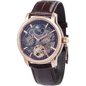 Thomas Earnshaw Men's Longitude Stainless Steel Chinese-Automatic Watch with Leather Strap, Brown, 22 (Model: ES-8063-06) in Kuwait