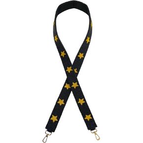 Lashicorn Black with Yellow Stars Beaded Purse Strap 49" Clear Stadium Bag Georgia Army Missouri Game Day Fans Gold Clasps Football