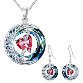 Toupop July Julystone Jewelry Set Moon Ruby Necklace and Acctions Valentines Day Anniversary Homports for Women لها زوجة صديقها أمي أمي