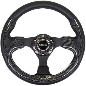 NRG Innovations NRG-RST-001CBL Reinforced Steering Wheel- 320mm Sport Steering Wheel with Carbon Fiber Look Trim