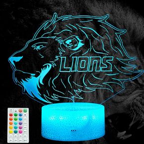 Lion Gift, 3D Night Light, 16 Colors Changing, Remote Control with Timer, RGB Flashing Mode and Dimmable, Lion Lamp for Christmas Birthday Decor
