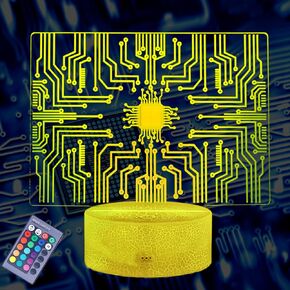 Geeky Computer Gifts, Gift for Coders, Cybersecurity Geek 3D Illusion Night Light, 16 Colors Changing, Remote Control with Timer, IT Tech Support Nerds Geek Decoration for Office Room