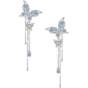 Delicate butterfly fringe chain earrings Stylish women's earrings temperament of women accessories