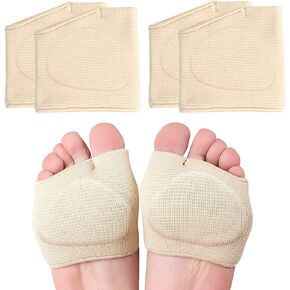 2 Pairs Metatarsal Pads with Gel Pad - Metatarsal Pads for Women Men - Ball of Foot Cushions for Pain Relief (Biege, Large:7-10)
