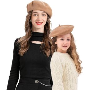 ZLYC Mommy and Me Matching Beret Hats Wool French Beret Cap, Camel