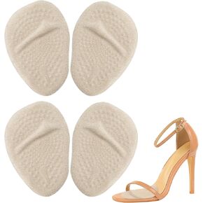 Medsuo 2 Pairs Ball of Foot Cushions Metatarsal Pads One Size Non Slip Women High Heel Cushion Feet Pads All Day Pain Relief and Comfort Shoe Inserts for High Heels, Sandels, Boots (Beige)