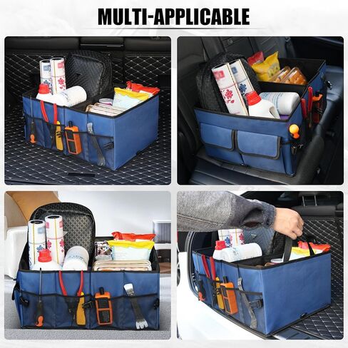 UYYE Auto Car Trunk Organizer,Compartments Collapsible Durable Organizer for Cargo Storage,Car Interior Accessories Trunk Storage Organizer with Adjustable Securing Straps and Non-Slip Bottom in Saudi Arabia