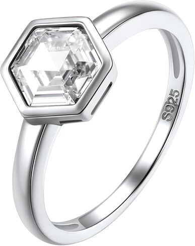 Silvora 925 Sterling Silver Simple CZ Ring Ring Tiny Wedding Band Rings for Women Size 5-12 in Saudi Arabia
