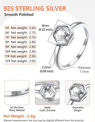 Silvora 925 Sterling Silver Simple CZ Ring Ring Tiny Wedding Band Rings for Women Size 5-12 in Saudi Arabia