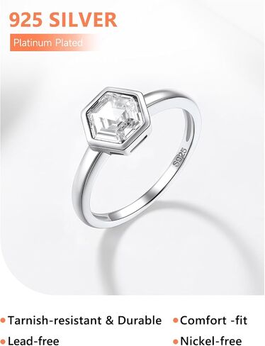 Silvora 925 Sterling Silver Simple CZ Ring Ring Tiny Wedding Band Rings for Women Size 5-12 in Saudi Arabia