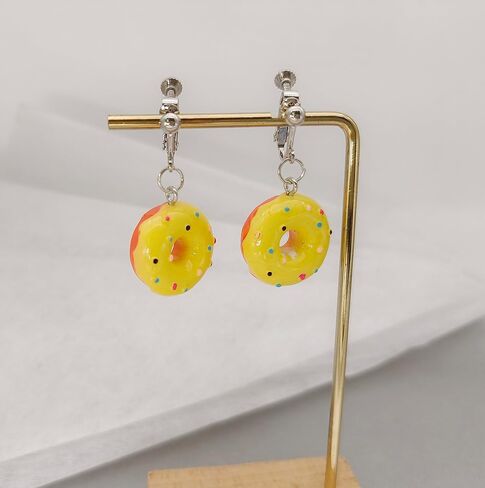 Funny Donut Clip on Earrings Resin Food Earrings for Women in Saudi Arabia