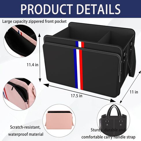 Homeve Trunk Organizer for Car, Waterproof Collapsible 3 Compartments Car Organizer, Foldable Storage for Car Accessories, Tools, Sundries for Women Men, Tote Bag (Black, Standard) in Saudi Arabia