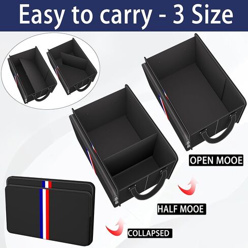 Homeve Trunk Organizer for Car, Waterproof Collapsible 3 Compartments Car Organizer, Foldable Storage for Car Accessories, Tools, Sundries for Women Men, Tote Bag (Black, Standard) in Saudi Arabia
