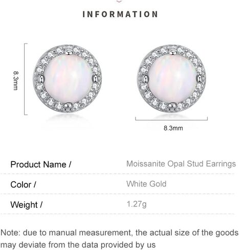 14k Gold Opal Earrings, Opal Studs with Moissanite Halo, Beautiful Holiday Gifts For Her, Luxurious Accessory for Stylish Women in Saudi Arabia