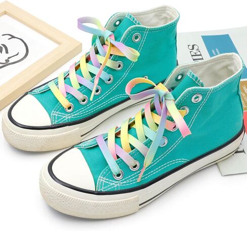 Colorful Pattern Shoe Laces: 2 Pair Flat Print Shoelaces for Sneakers in Saudi Arabia