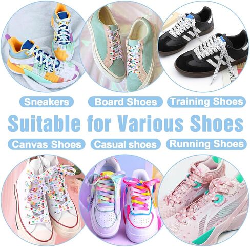 Colorful Pattern Shoe Laces: 2 Pair Flat Print Shoelaces for Sneakers in Saudi Arabia
