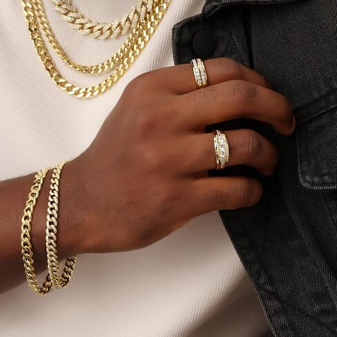 SAVEARTH DIAMONDS Round Cut Lab Created Moissanite Diamond 10MM Width Cuban Chain Bracelet In 14k Gold Over Sterling Silver Jewelry For Men (G-H Color, VVS1 Clarity, 2.70 Ct To 3.00 Ct) in Saudi Arabia