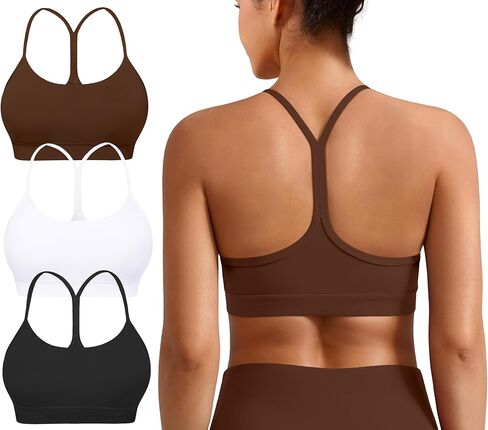Padded Y-Back Sports Bra for Women - Racerback Low Impact Spaghetti Strap for Yoga Workout Top in Saudi Arabia