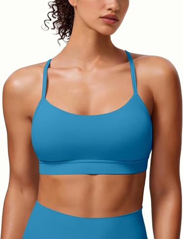 Padded Y-Back Sports Bra for Women - Racerback Low Impact Spaghetti Strap for Yoga Workout Top in Saudi Arabia