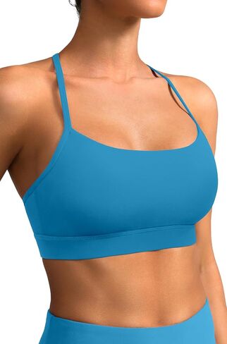 Padded Y-Back Sports Bra for Women - Racerback Low Impact Spaghetti Strap for Yoga Workout Top in Saudi Arabia