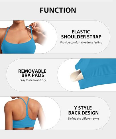 Padded Y-Back Sports Bra for Women - Racerback Low Impact Spaghetti Strap for Yoga Workout Top in Saudi Arabia