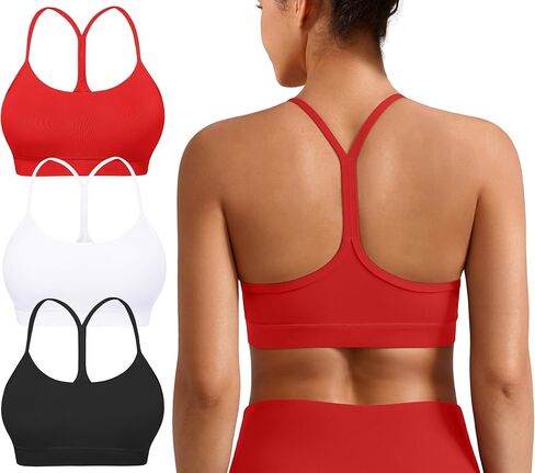 Padded Y-Back Sports Bra for Women - Racerback Low Impact Spaghetti Strap for Yoga Workout Top in Saudi Arabia